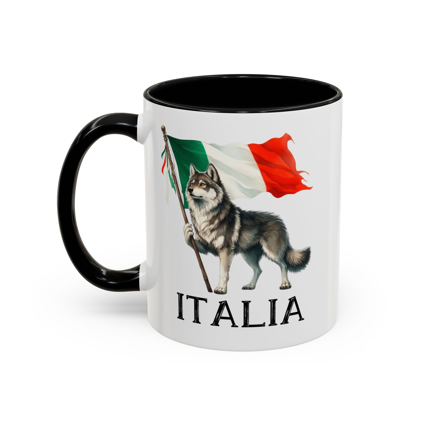 ITALIA Mug with Wolf and Italian Flag 11 oz mug