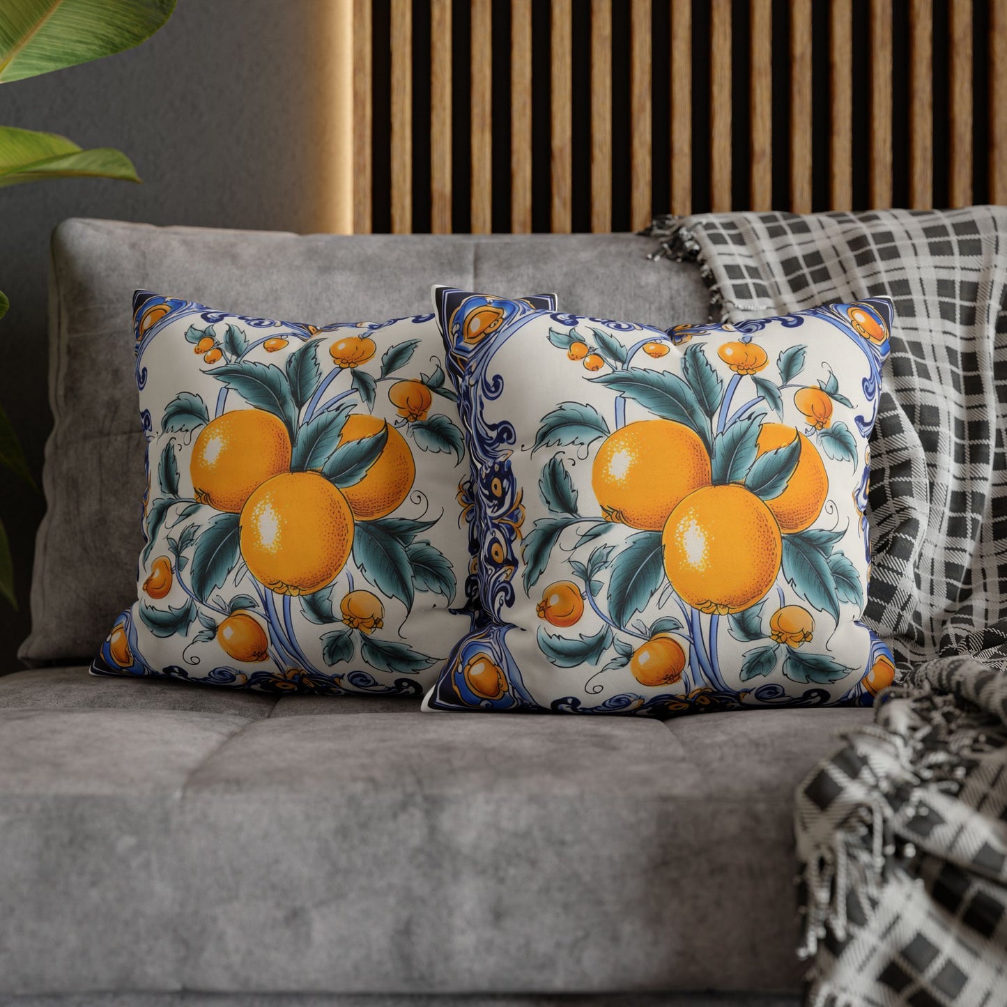 Italian Tile Canvas Pillowcase