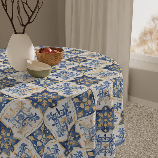 Mediterranean Blue Tile Tablecloth