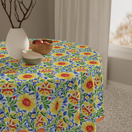 Tuscan Sunflower Tile Tablecloth