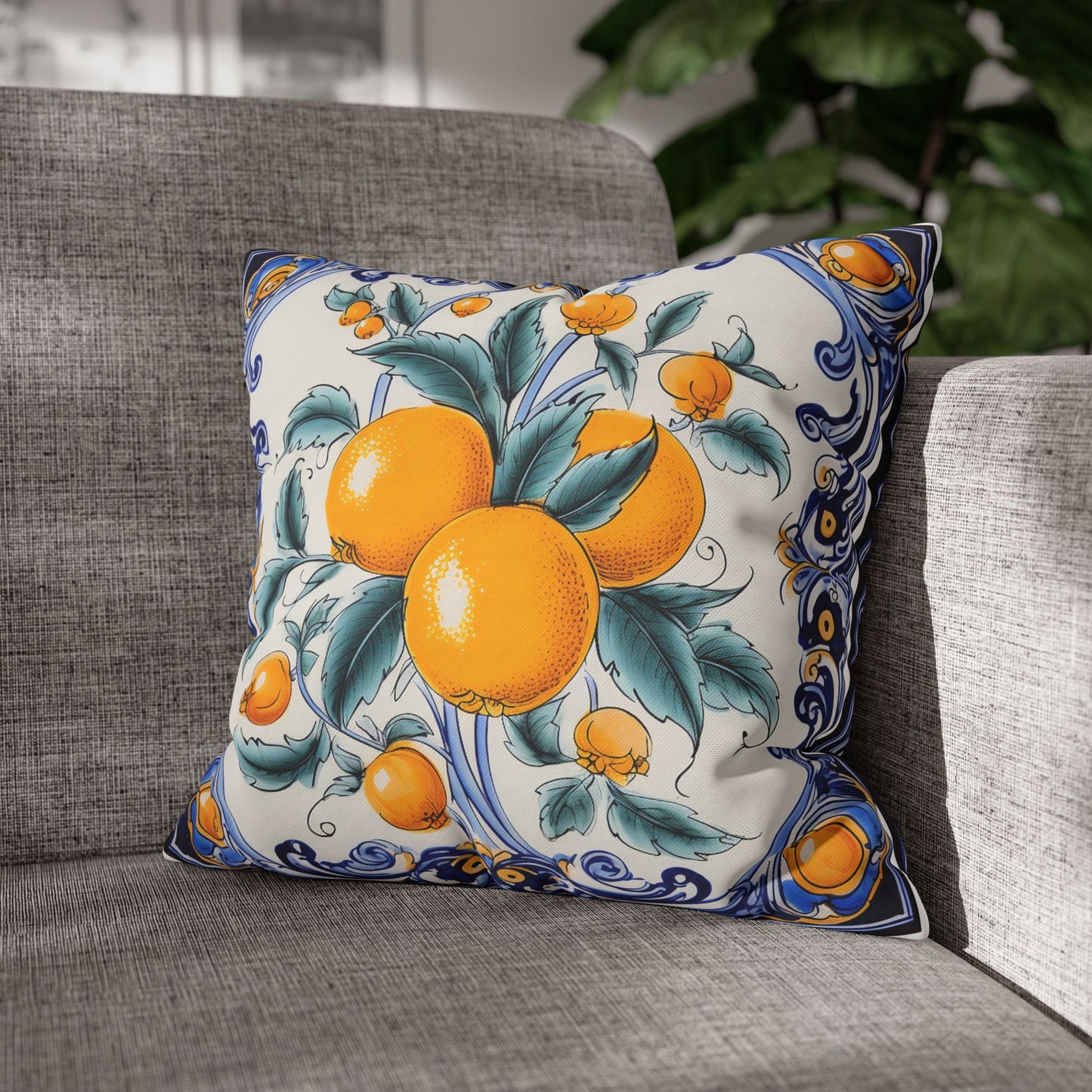 Italian Tile Canvas Pillowcase