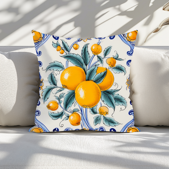 Italian Tile Canvas Pillowcase