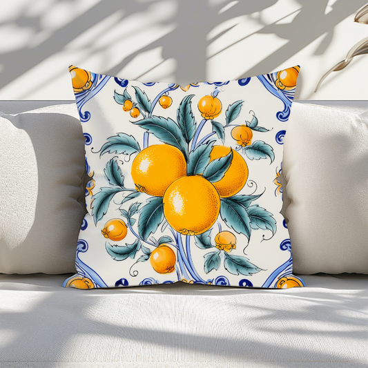 Italian Tile Canvas Pillowcase