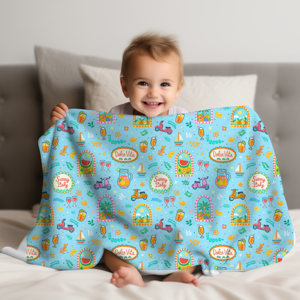 La Dolce Vita Soft Fleece Baby Blanket - Blue
