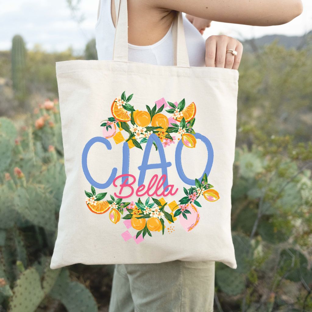 Ciao Bella con Fiori Tote Bag