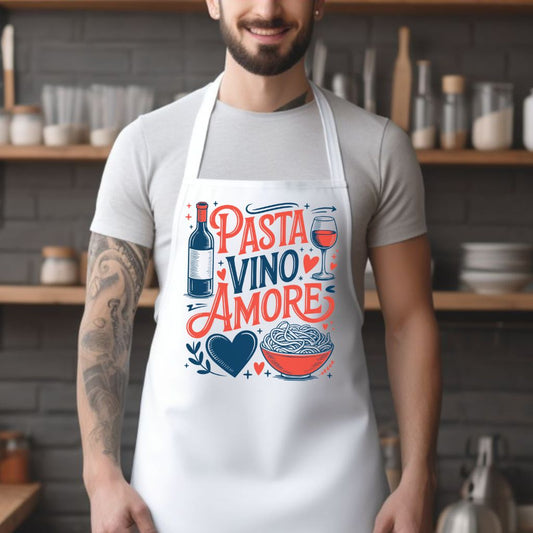 Pasta Vino Amore Kitchen Apron